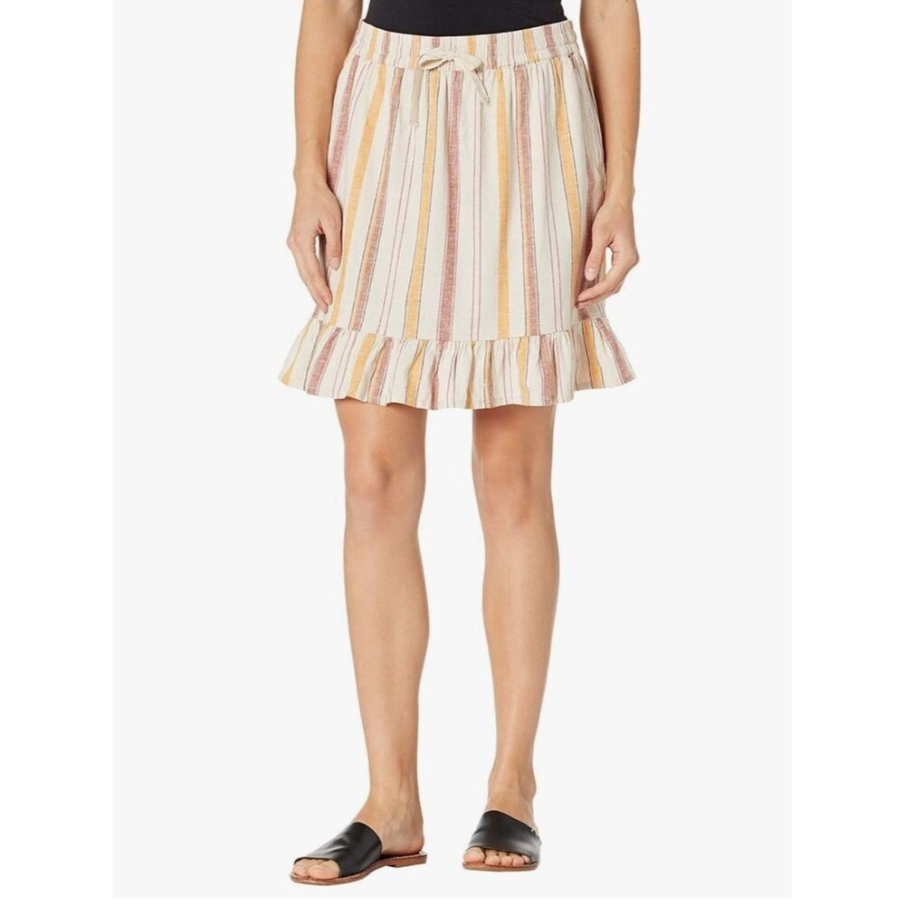 Toad&Co Cream 2-ways Midi Teared Skirt Tube Top Sz M Multicolored Stripes Ruffle